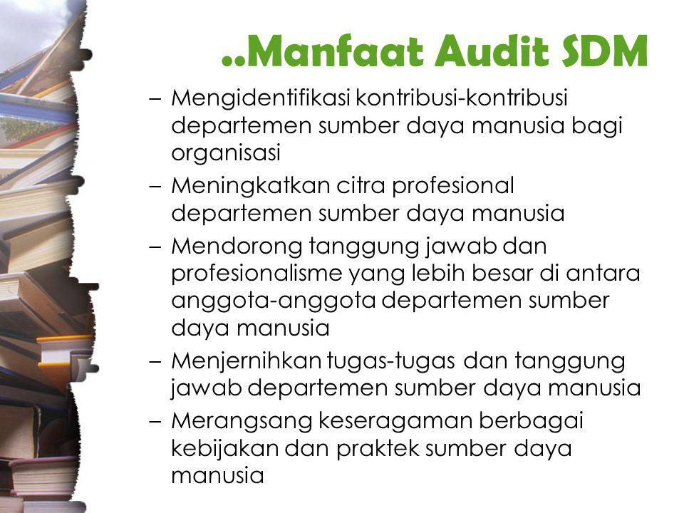 ..Manfaat Audit SDM Mengidentifikasi kontribusi-kontribusi departemen sumber daya manusia bagi organisasi.