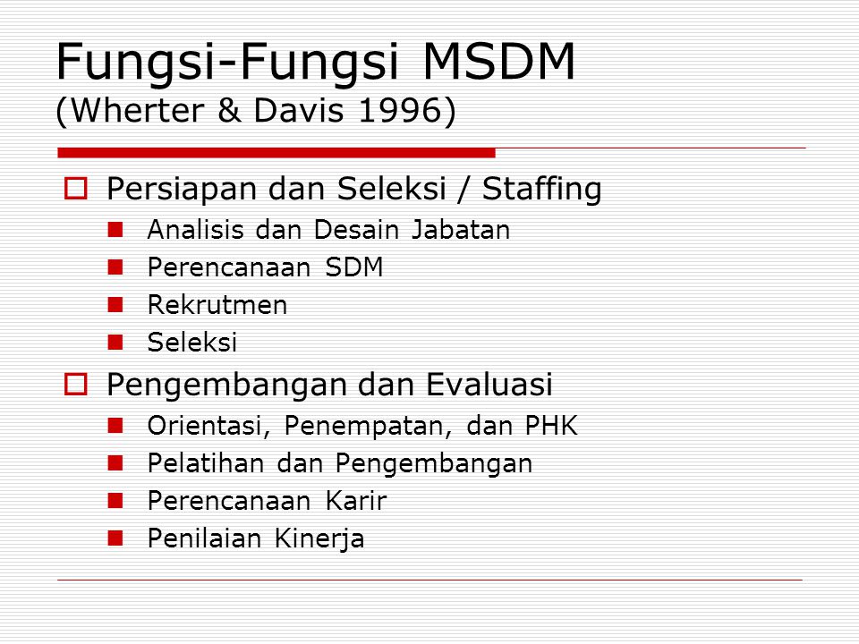 Fungsi-Fungsi MSDM (Wherter & Davis 1996)
