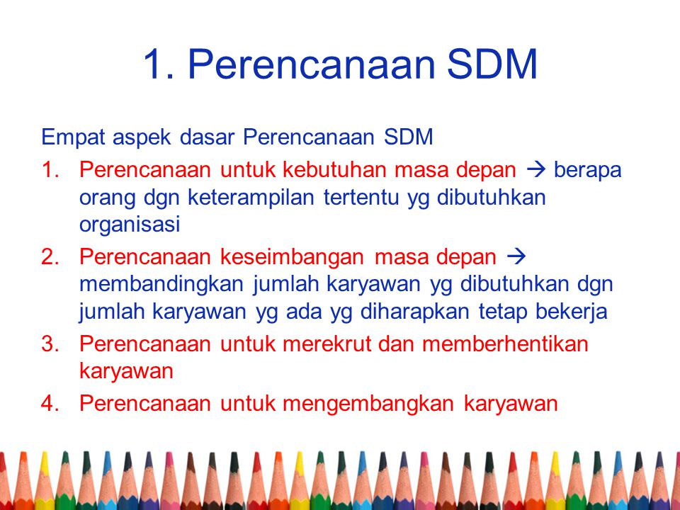 1. Perencanaan SDM Empat aspek dasar Perencanaan SDM