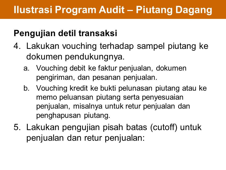 Ilustrasi Program Audit – Piutang Dagang