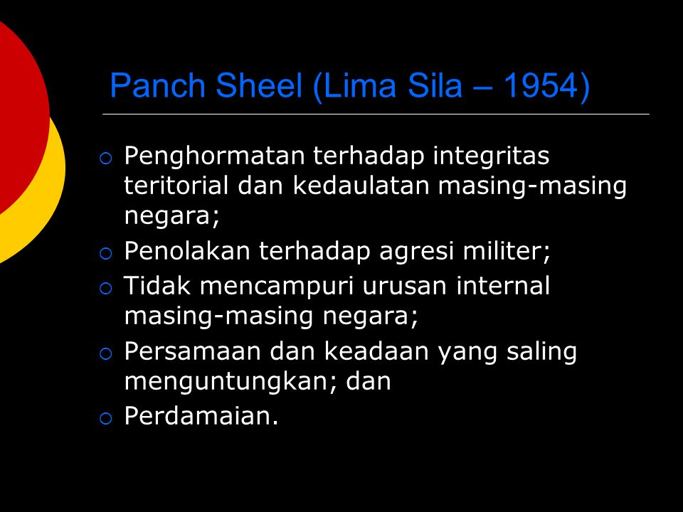 Panch Sheel (Lima Sila – 1954)