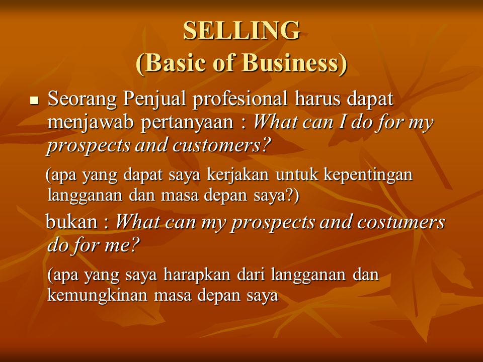 SELLING (Basic of Business)