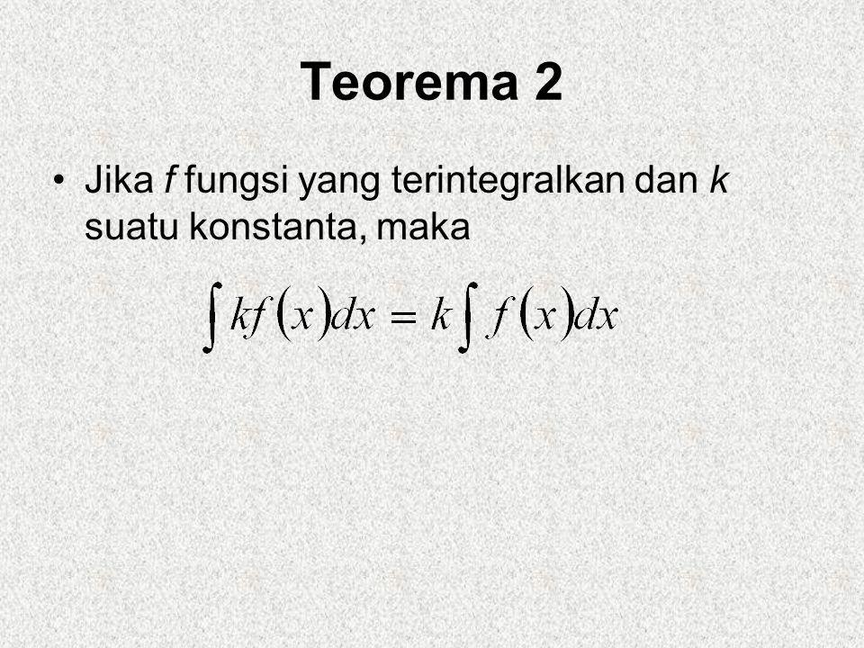 Teorema 2 Jika f fungsi yang terintegralkan dan k suatu konstanta, maka