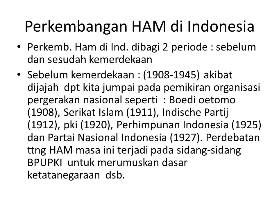 Perkembangan HAM di Indonesia
