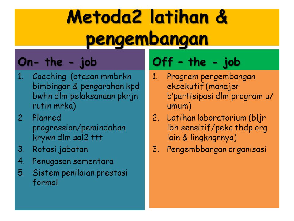 Metoda2 latihan & pengembangan