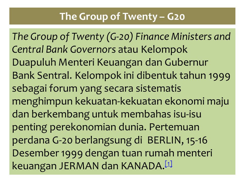 The Group of Twenty – G20