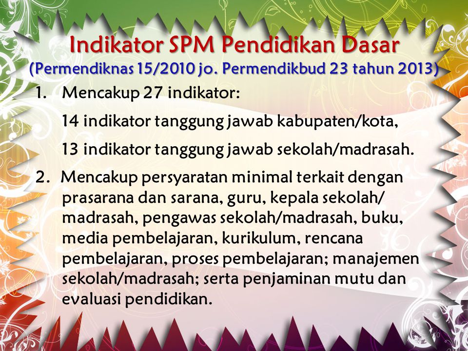 Indikator SPM Pendidikan Dasar (Permendiknas 15/2010 jo