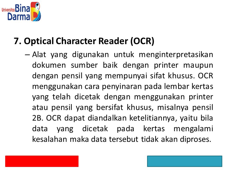 7. Optical Character Reader (OCR)