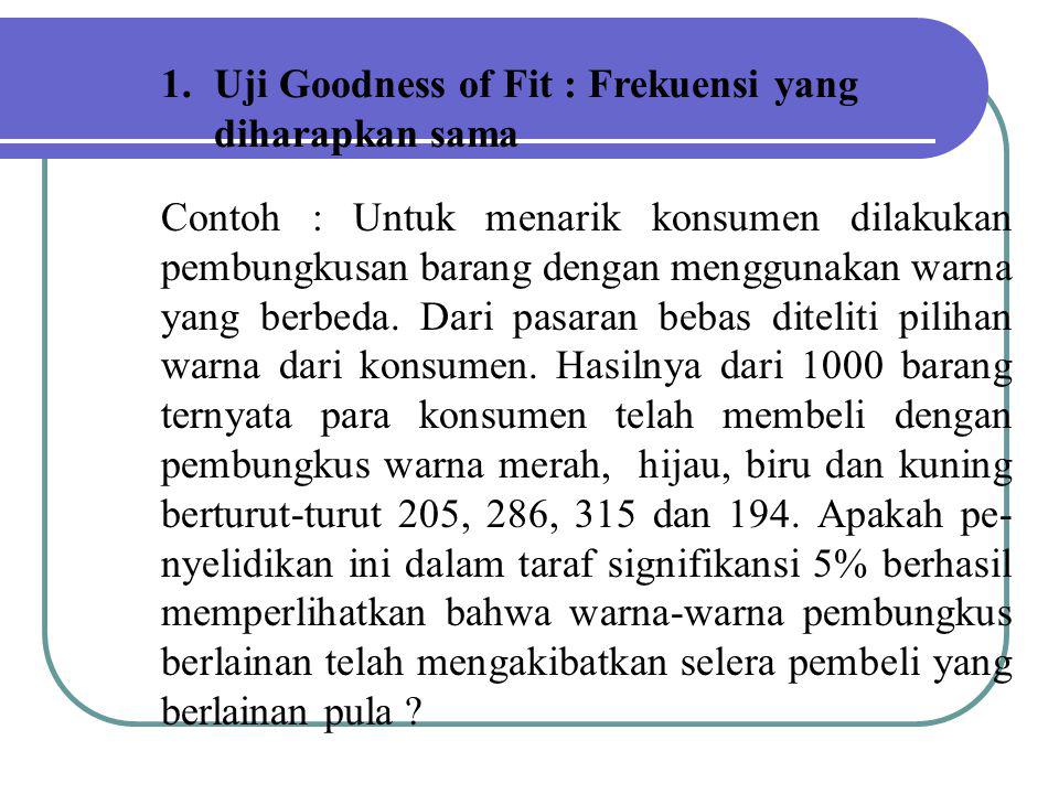 Uji Goodness of Fit : Frekuensi yang diharapkan sama