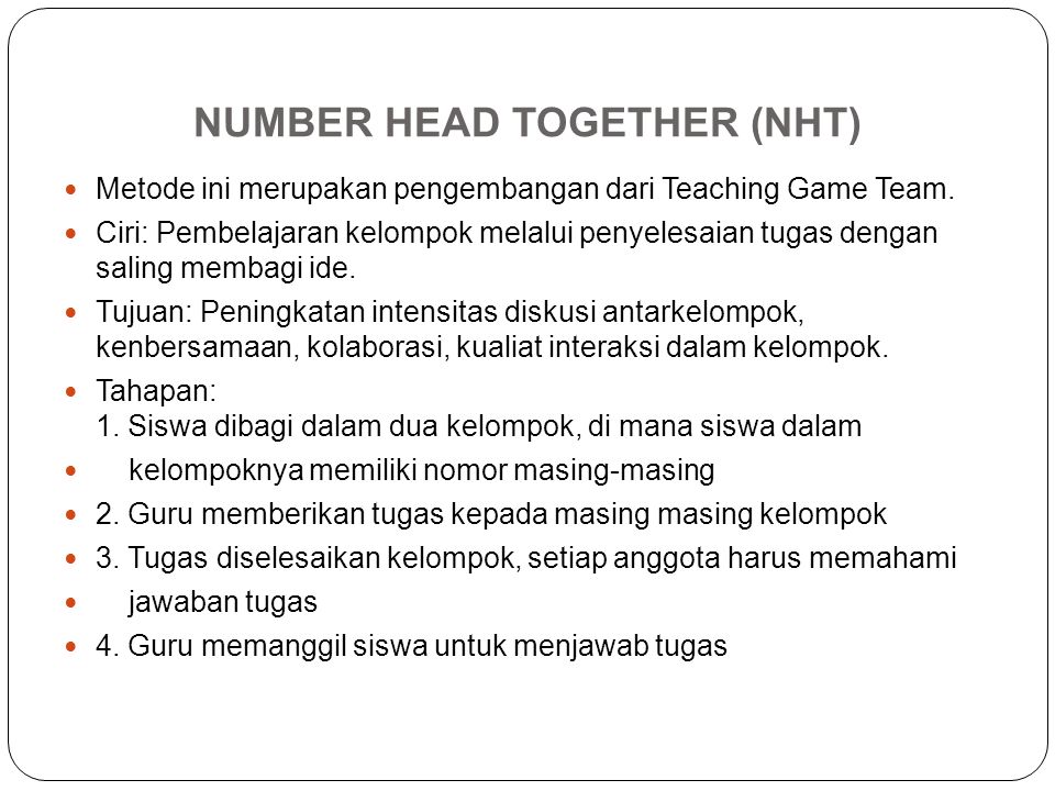 NUMBER HEAD TOGETHER (NHT)