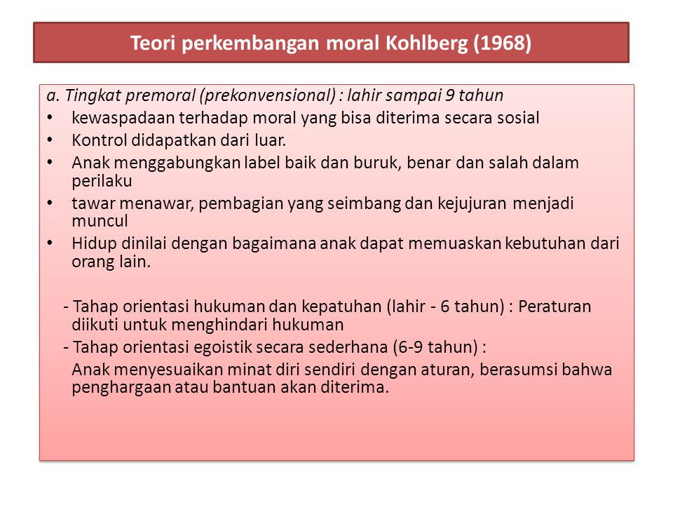 Teori perkembangan moral Kohlberg (1968)