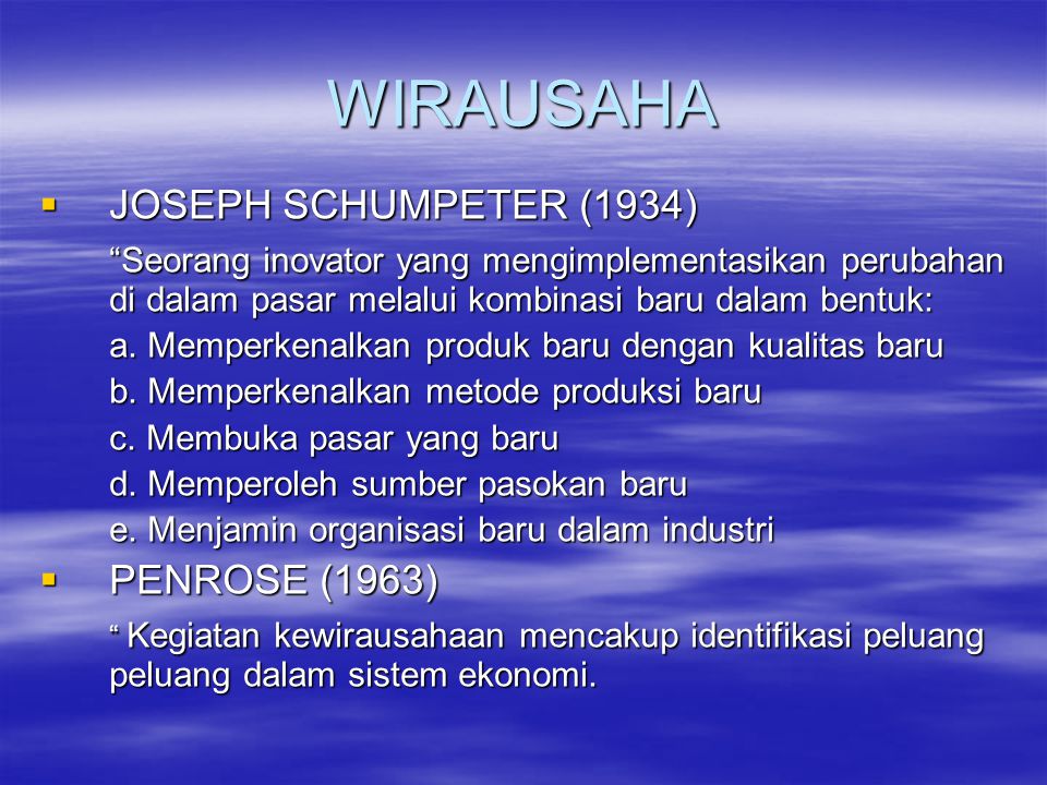 WIRAUSAHA JOSEPH SCHUMPETER (1934)
