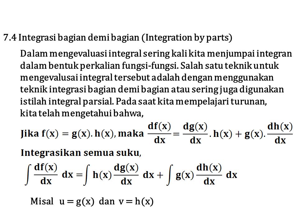 7.4 Integrasi bagian demi bagian (Integration by parts)