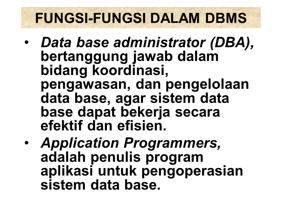 FUNGSI-FUNGSI DALAM DBMS
