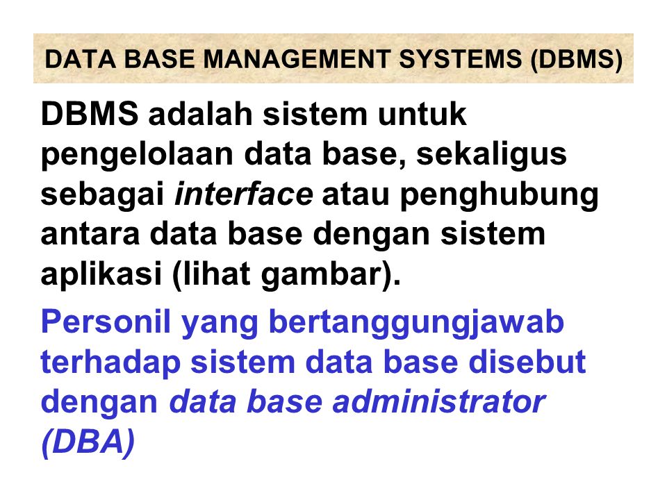DATA BASE MANAGEMENT SYSTEMS (DBMS)