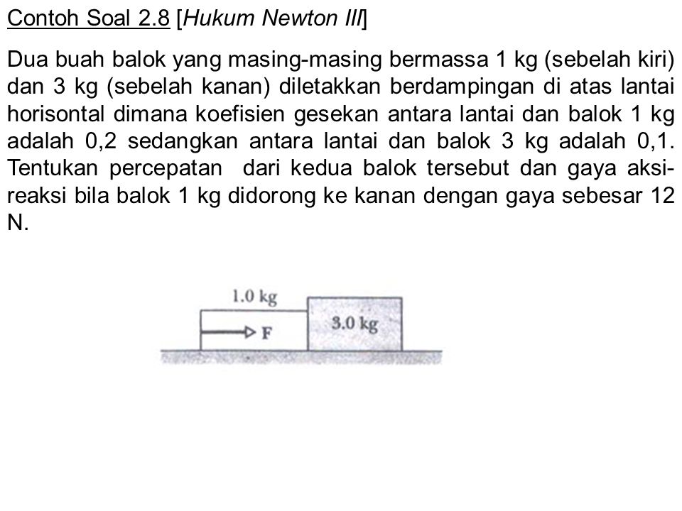 Contoh Soal 2.8 [Hukum Newton III]