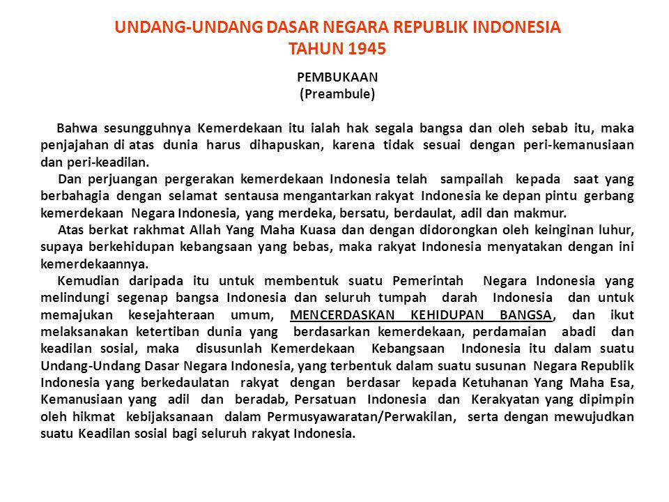 UNDANG-UNDANG DASAR NEGARA REPUBLIK INDONESIA