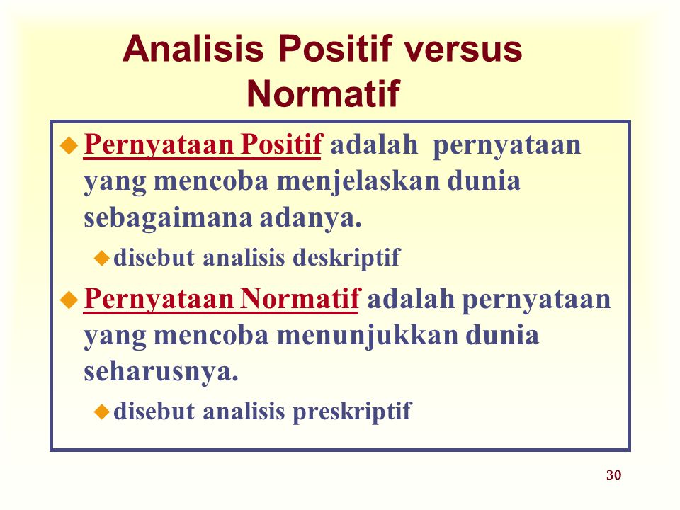 Analisis Positif versus Normatif