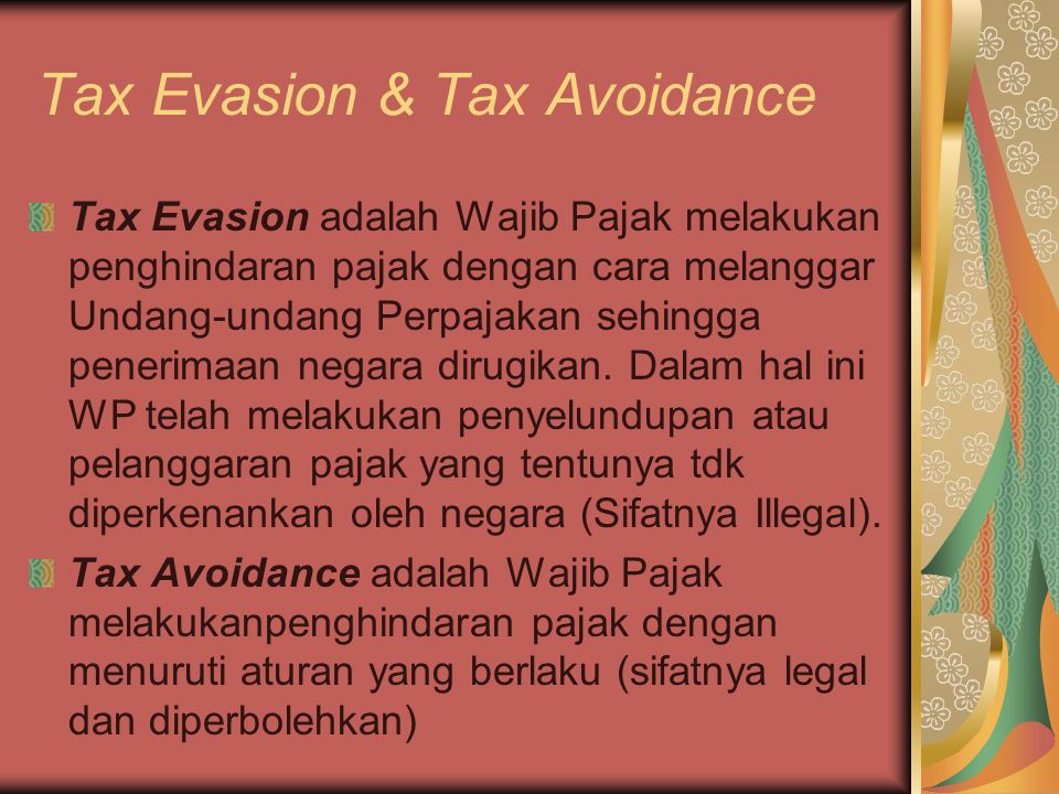 Tax Evasion & Tax Avoidance