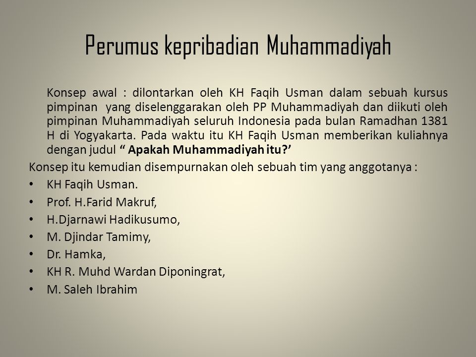 Perumus kepribadian Muhammadiyah
