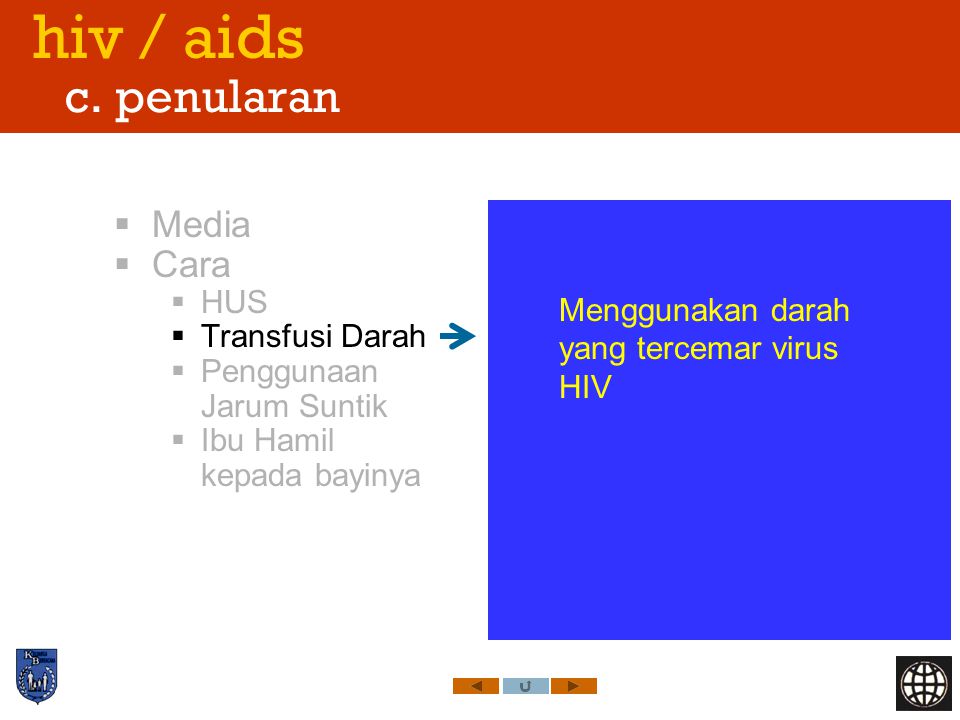 hiv / aids c. penularan Media Cara HUS