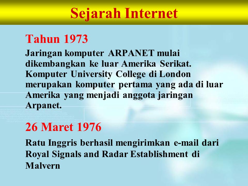 Sejarah Internet Tahun Maret 1976