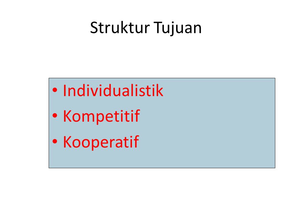 Struktur Tujuan Individualistik Kompetitif Kooperatif