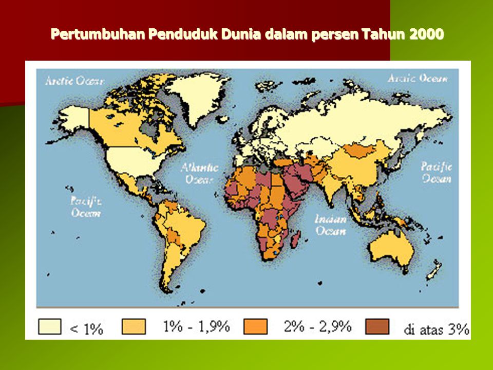 Pertumbuhan Penduduk Dunia dalam persen Tahun 2000