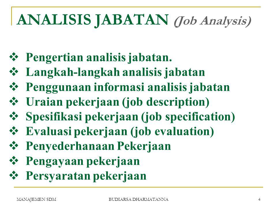 ANALISIS JABATAN (Job Analysis)