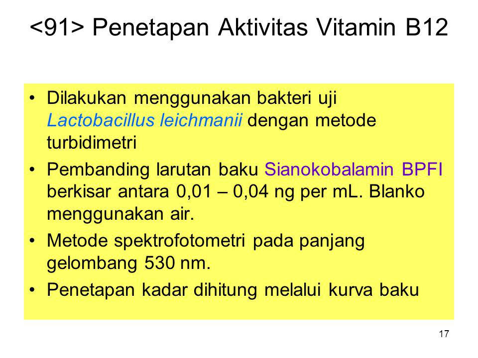 <91> Penetapan Aktivitas Vitamin B12