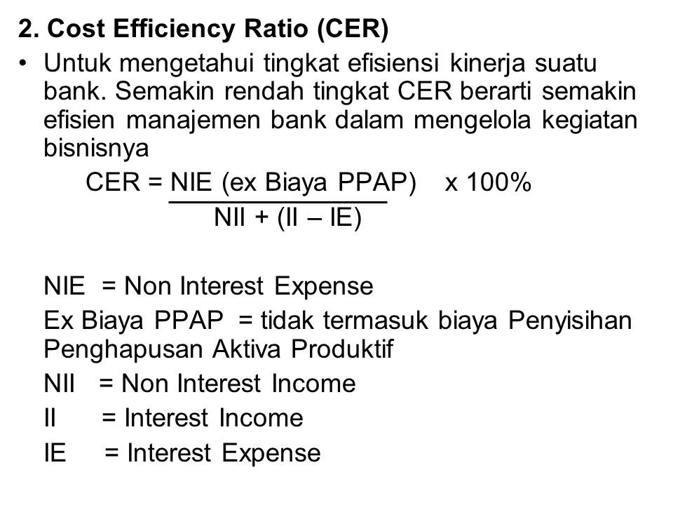 2. Cost Efficiency Ratio (CER)