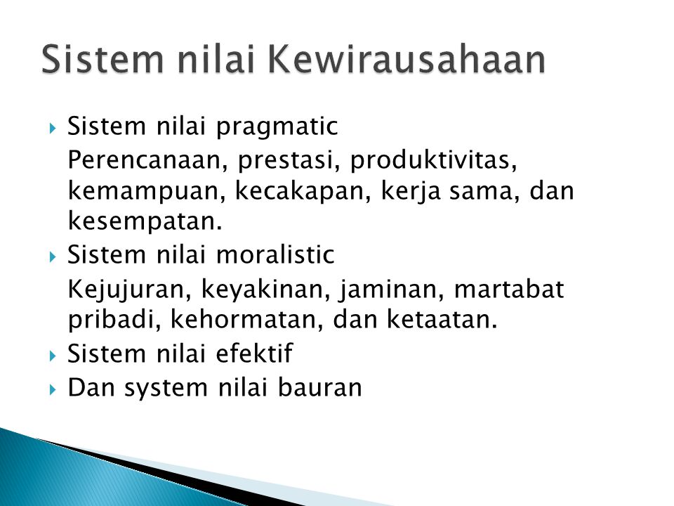 Sistem nilai Kewirausahaan