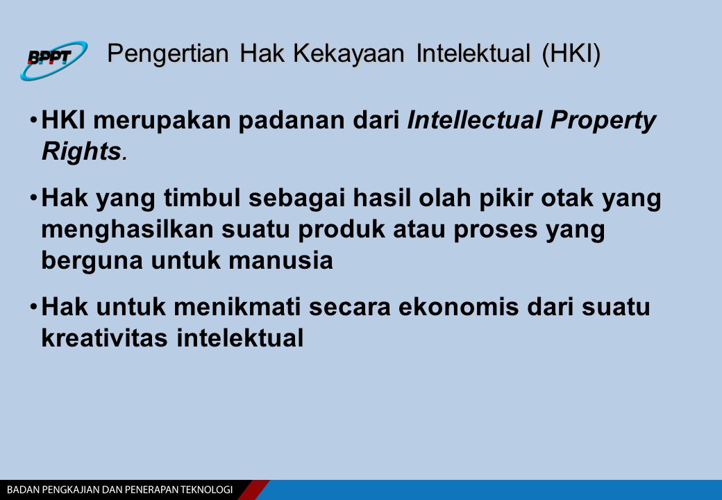 Pengertian Hak Kekayaan Intelektual (HKI)
