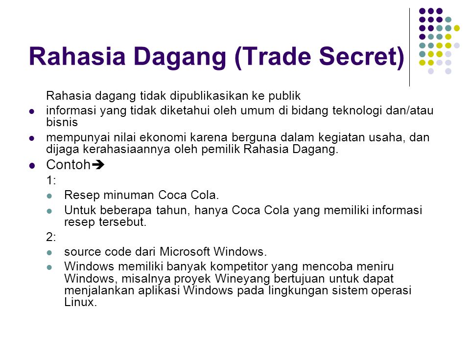 Rahasia Dagang (Trade Secret)