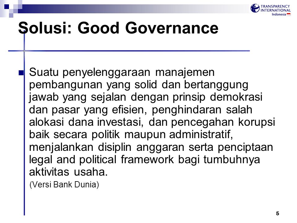 Solusi: Good Governance