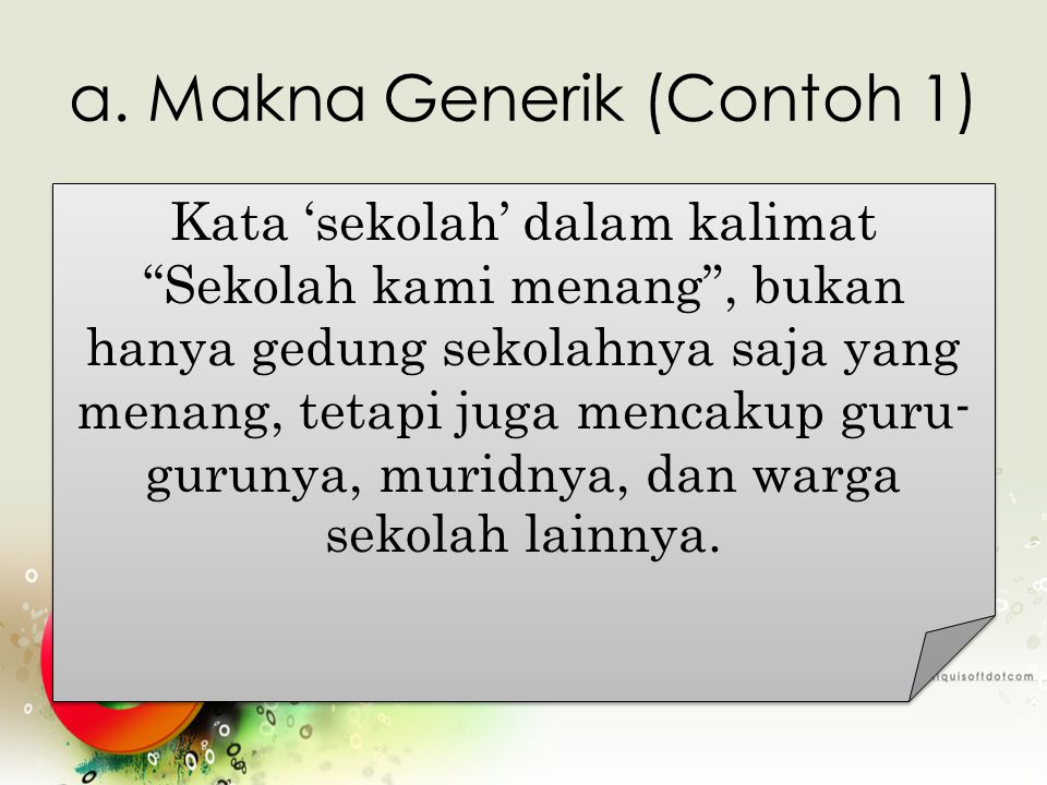 a. Makna Generik (Contoh 1)