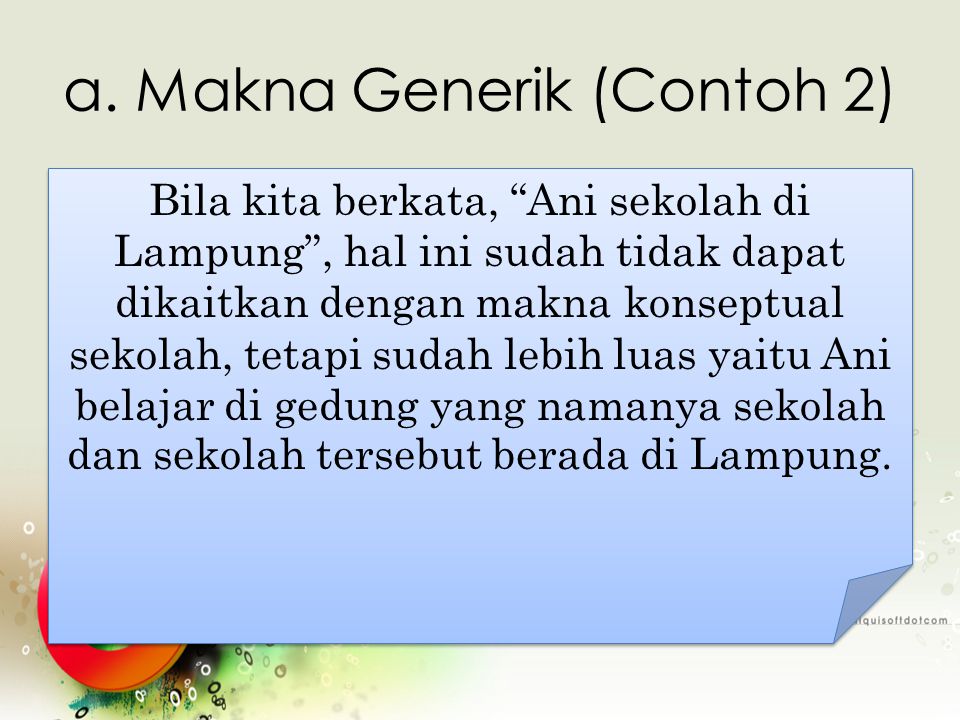 a. Makna Generik (Contoh 2)