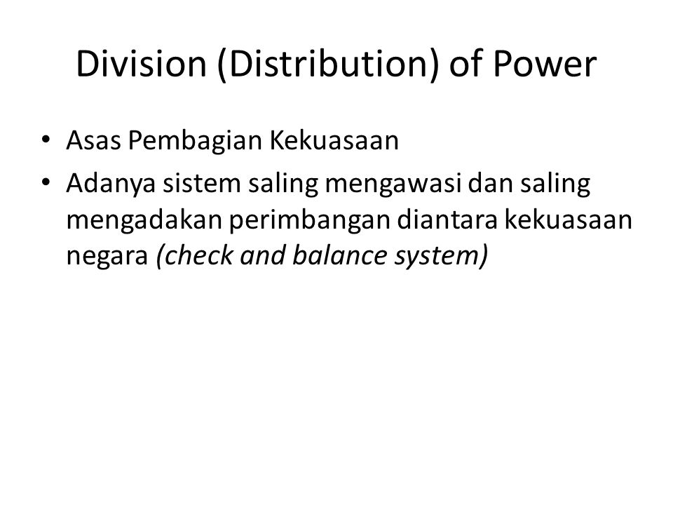 Division (Distribution) of Power