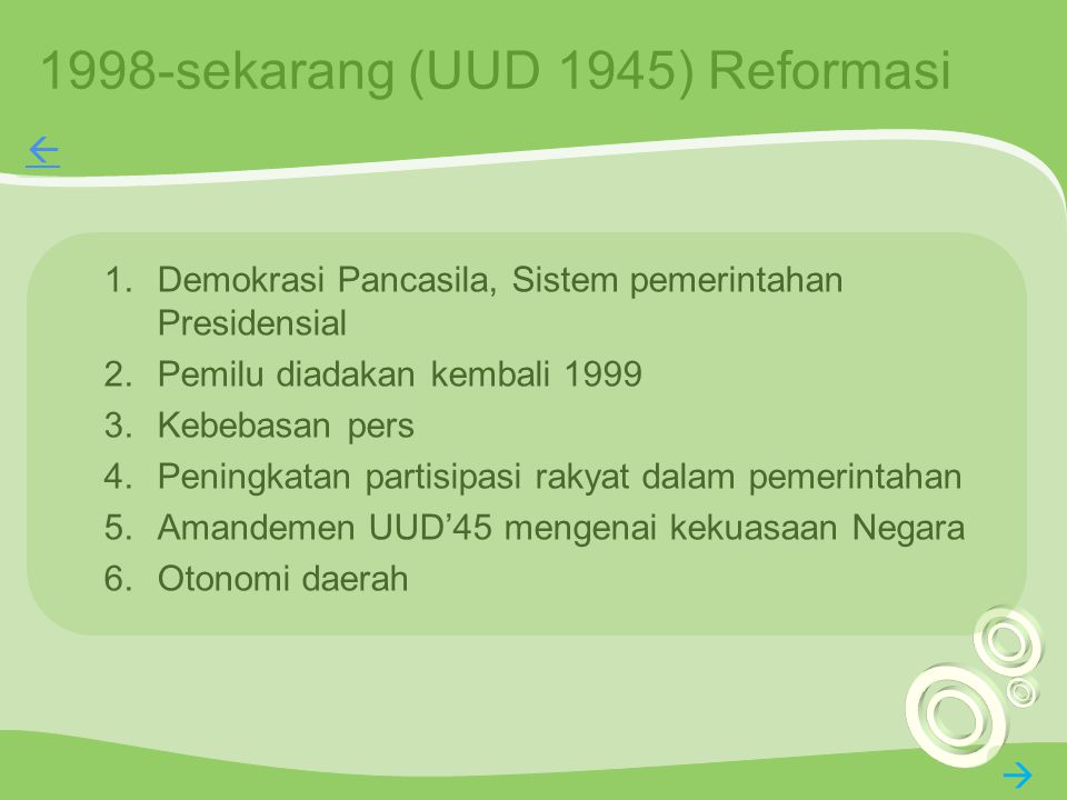 1998-sekarang (UUD 1945) Reformasi