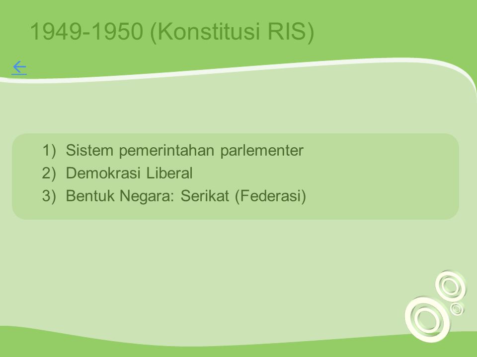 (Konstitusi RIS)  Sistem pemerintahan parlementer