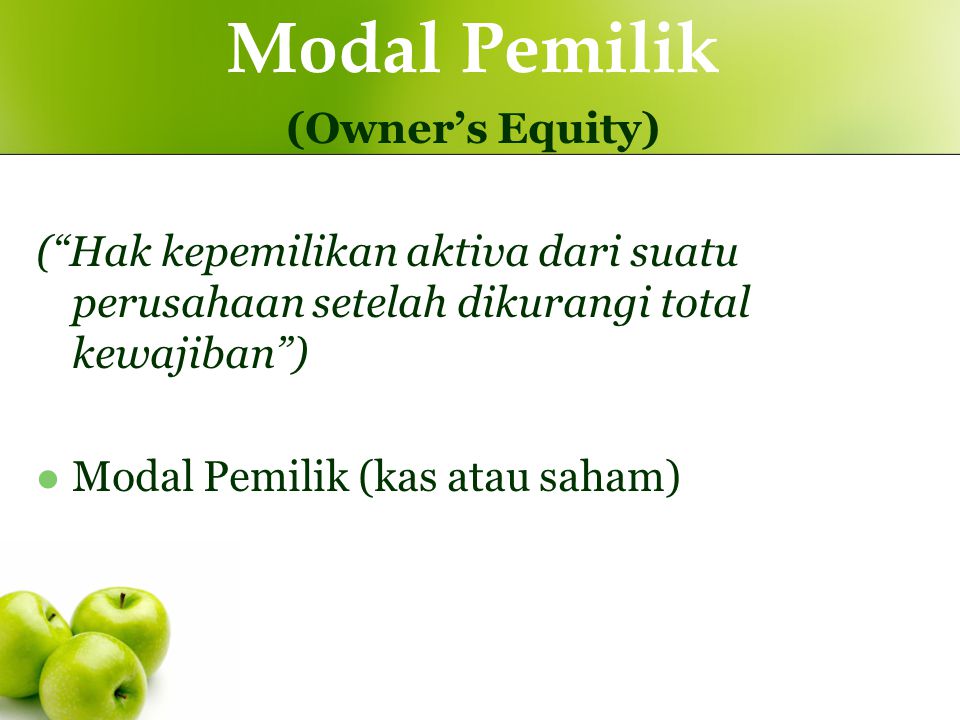 Modal Pemilik (Owner’s Equity)