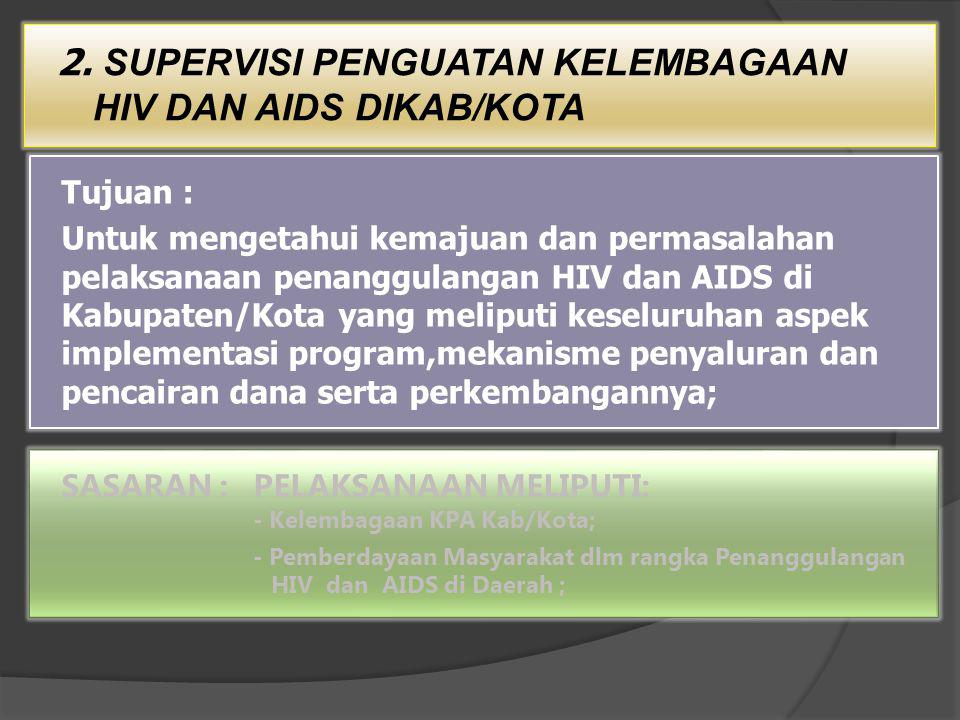 2. SUPERVISI PENGUATAN KELEMBAGAAN HIV DAN AIDS DIKAB/KOTA