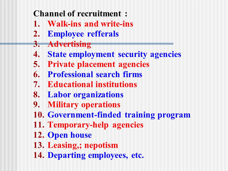 Channel of recruitment :