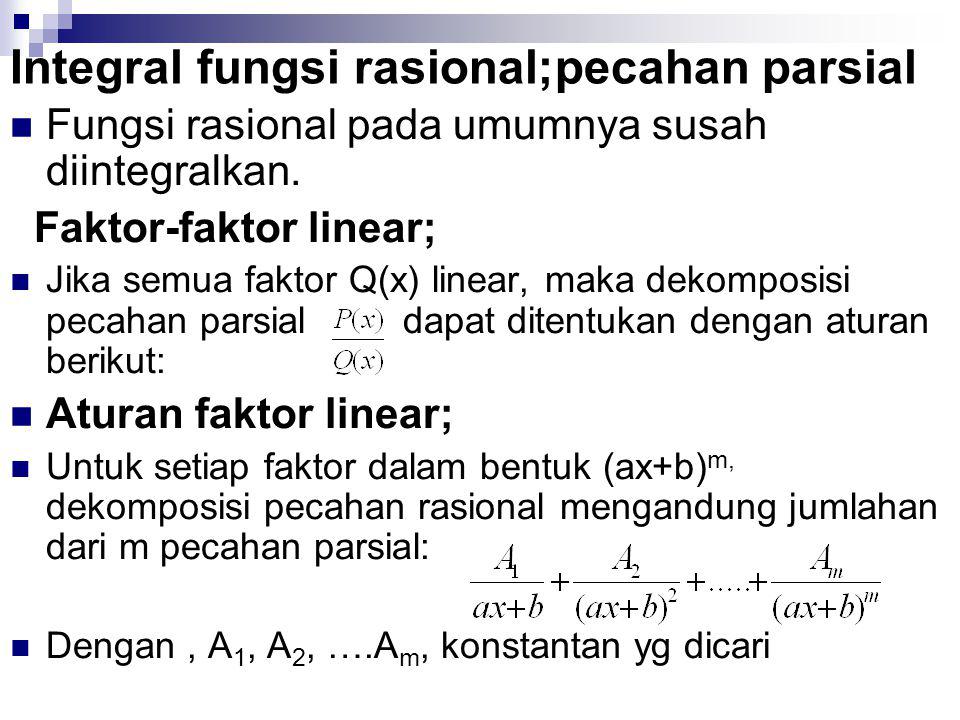Integral fungsi rasional;pecahan parsial