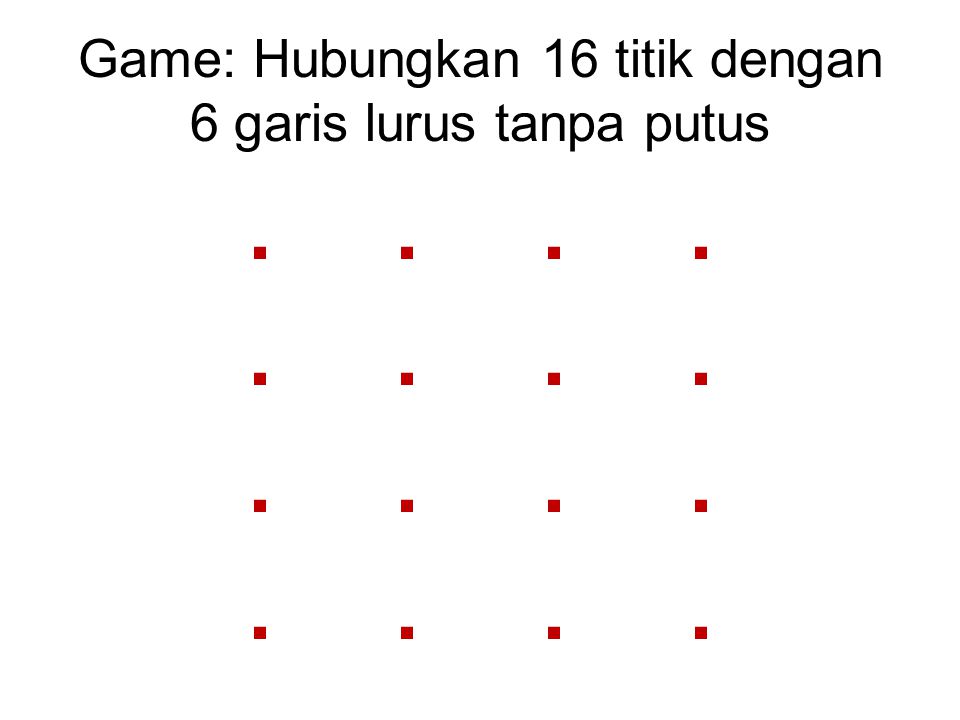 Game: Hubungkan 16 titik dengan 6 garis lurus tanpa putus