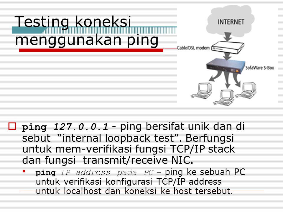 Testing koneksi menggunakan ping