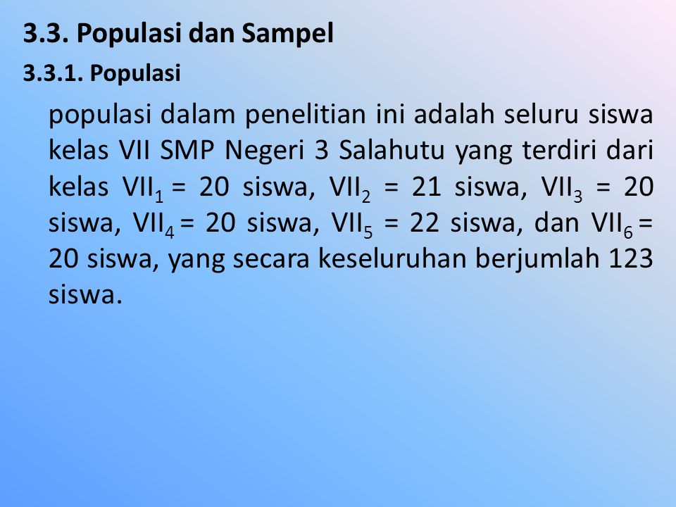 3.3. Populasi dan Sampel Populasi.