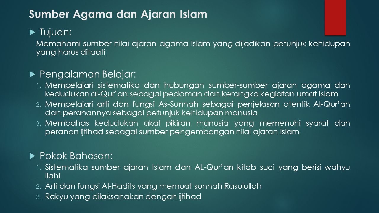 Sumber Agama dan Ajaran Islam