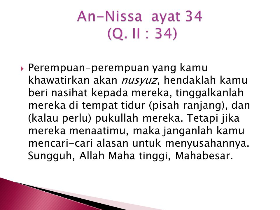 An-Nissa ayat 34 (Q. II : 34)
