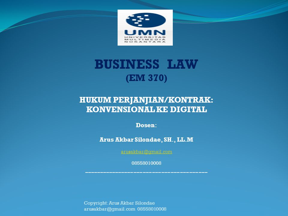 BUSINESS LAW (EM 370)